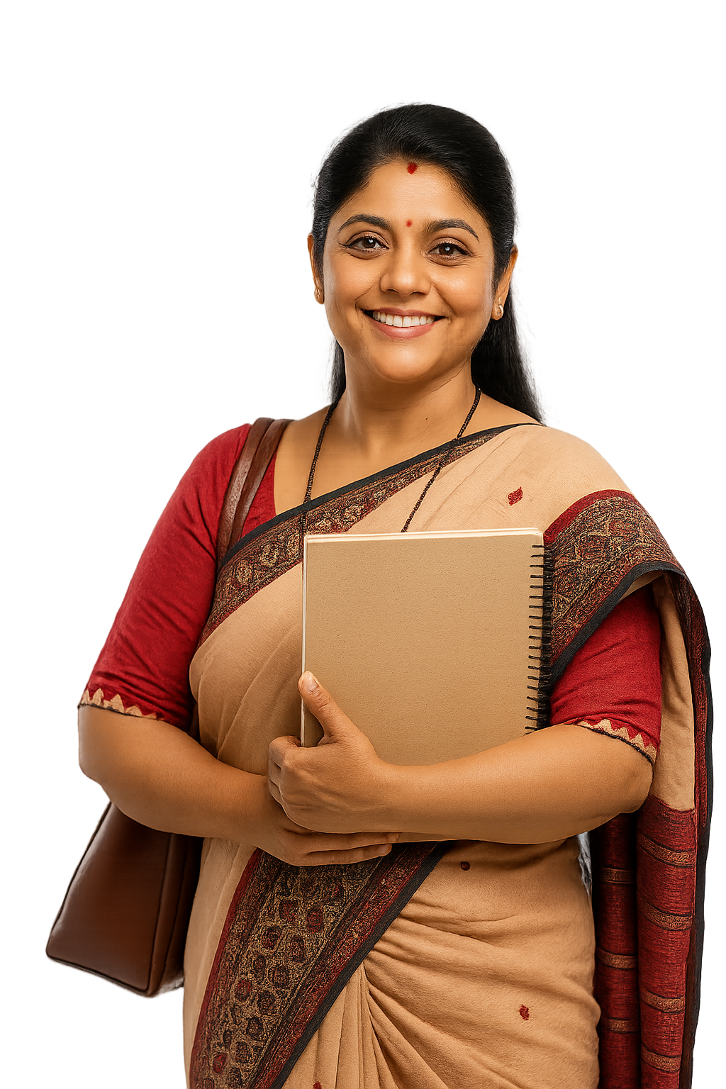 A teacher holding a book